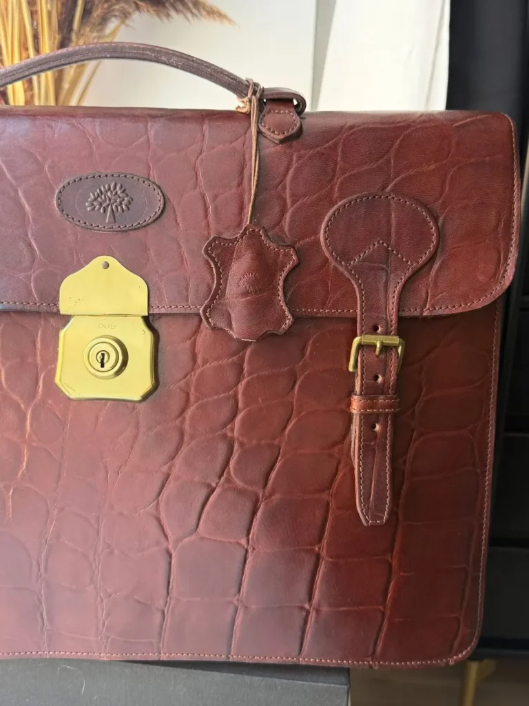 Mulberry vintage Briefcase dokumentmappe – Mahogni krokodillepræget læder