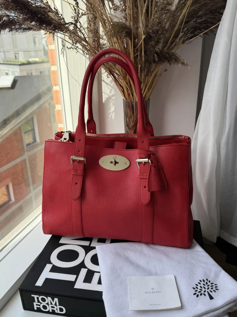 Mulberry Bayswater Double Zip Tote – Hibiscus – Classic Grain læder