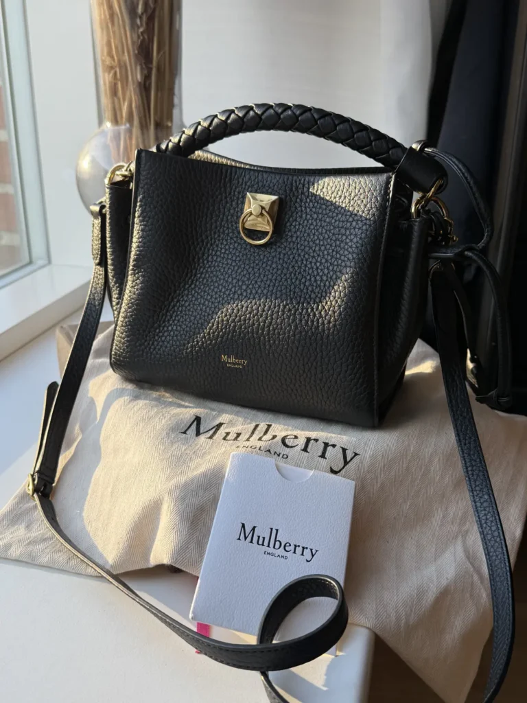 Mulberry Mini Iris – sort Heavy Grain – læder