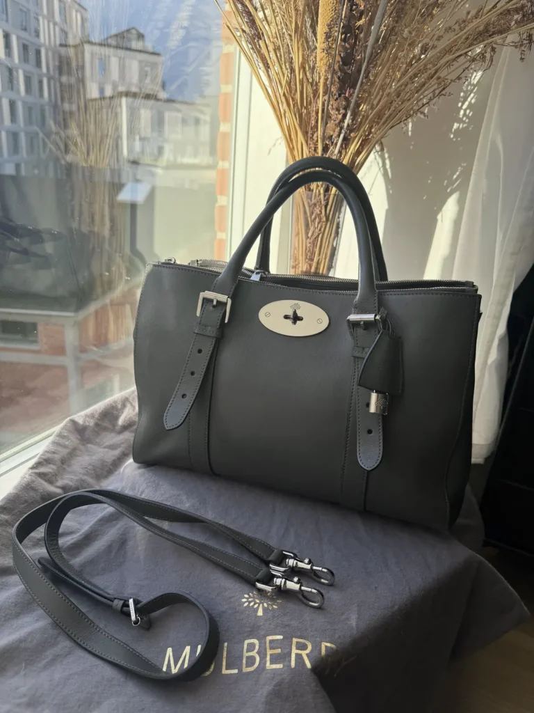 Mulberry Bayswater Double Zip Tote i Pavement Grey Silky Classic Calf