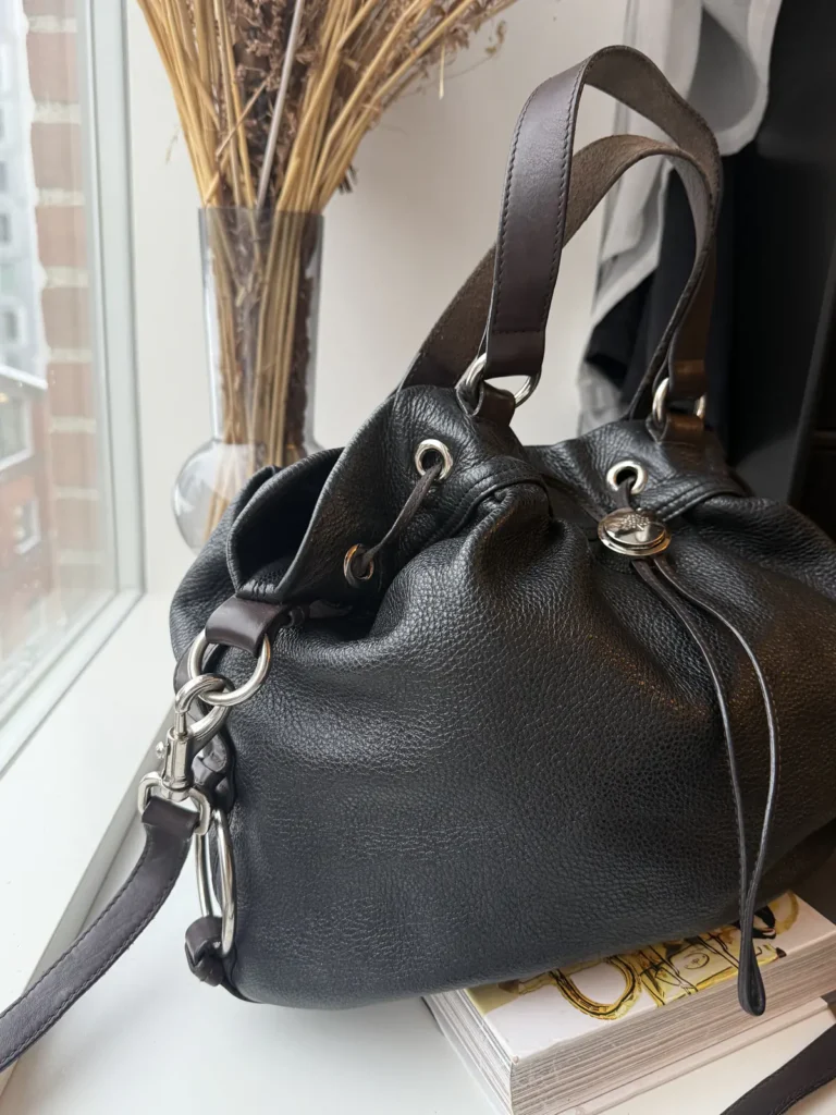 Mulberry Sofia Messenger Tote – Black – Pebble-Grain Leather – Silver Hardware
