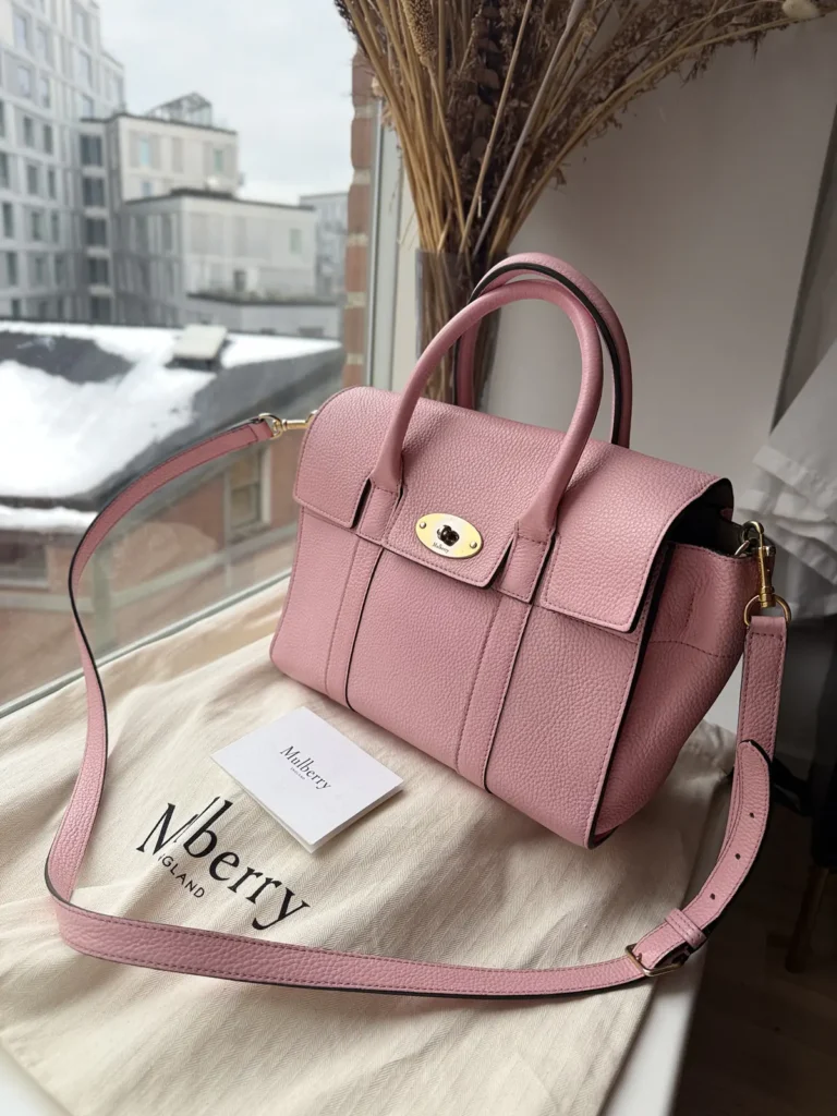 Mulberry Small Bayswater Satchel with Shoulder Strap – Sorbet Pink – Classic Grain Leather