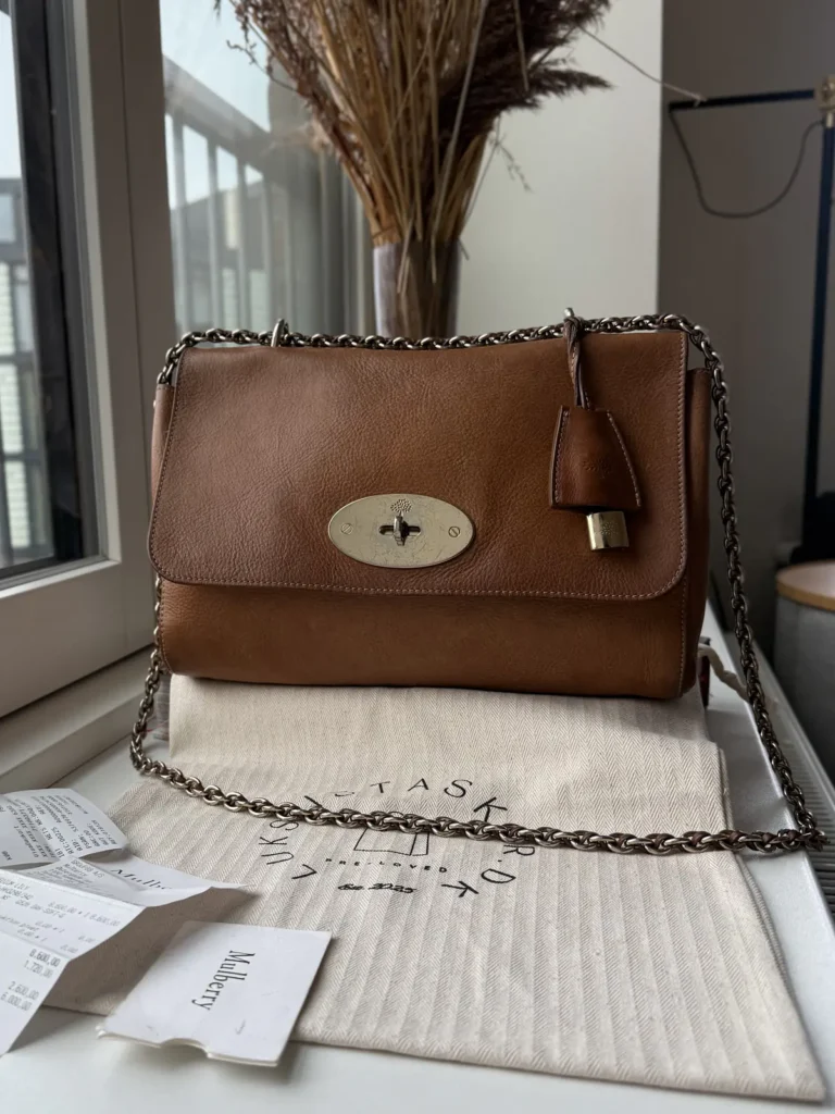 Mulberry Medium Lily skuldertaske i Oak NVT læder