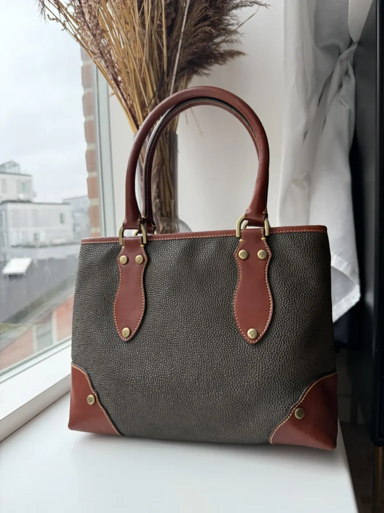 Mulberry Branston Vintage in Mole Scotchgrain with Cognac Leather Trim