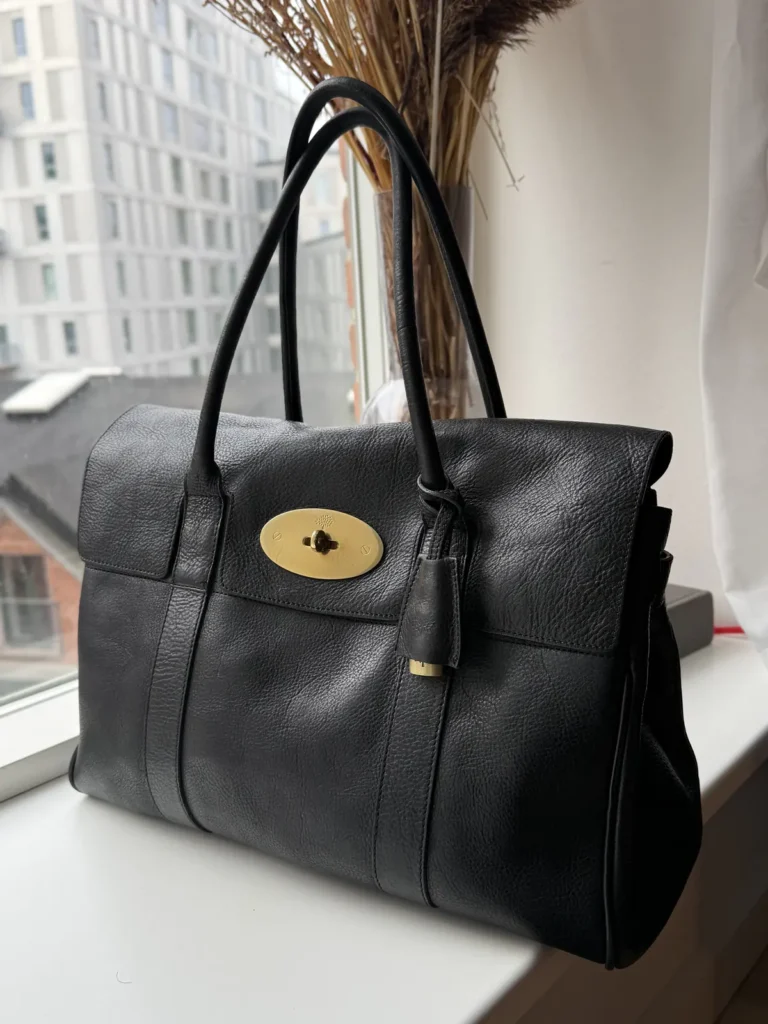 Mulberry Bayswater taske i sort Natural Grain læder