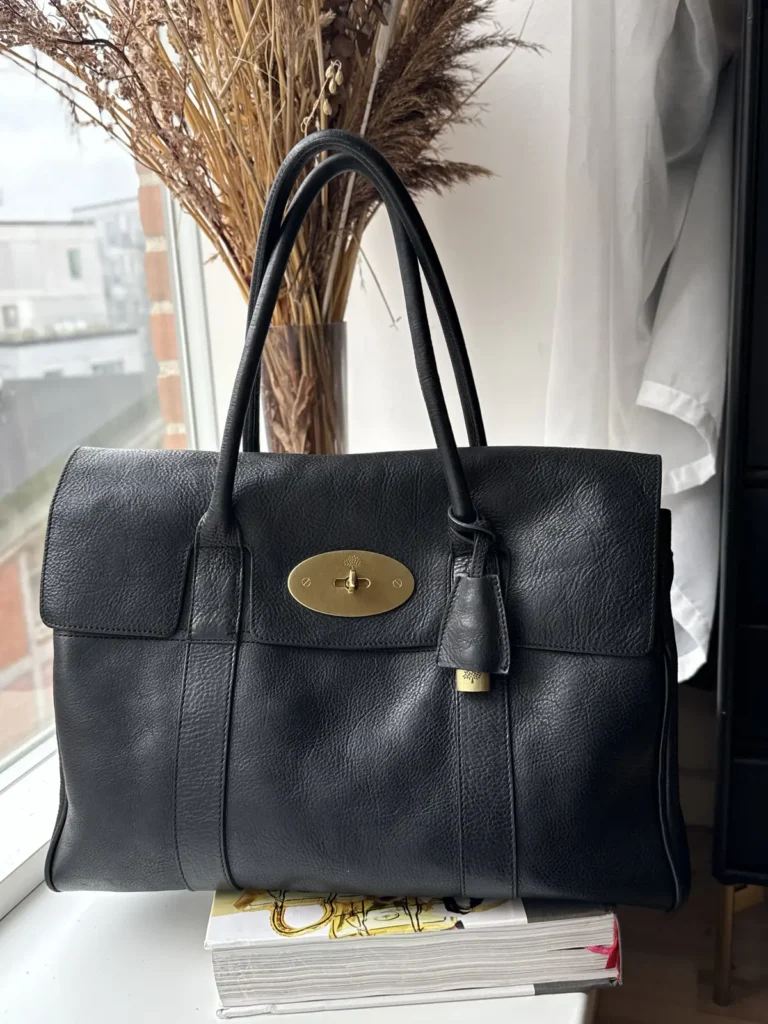 Mulberry Bayswater taske i sort Natural Grain læder