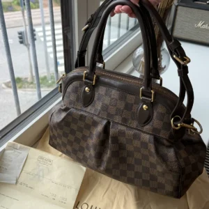 Louis Vuitton Trevi PM taske i Damier Ebene Canvas med mørkebrunt læder