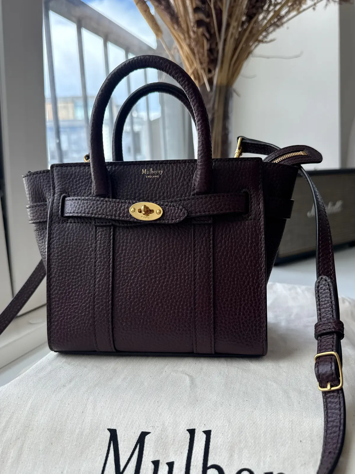 Mulberry Micro Zipped Bayswater Oxblood Grain Vegetable Tanned