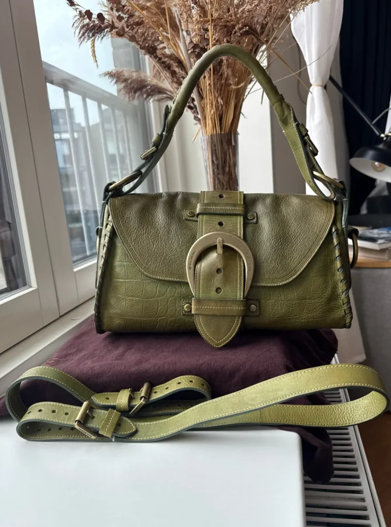 Mulberry Pasadena Crossbody / Skuldertaske i Apple / Khakigrøn Printed Veg Tanned Leather
