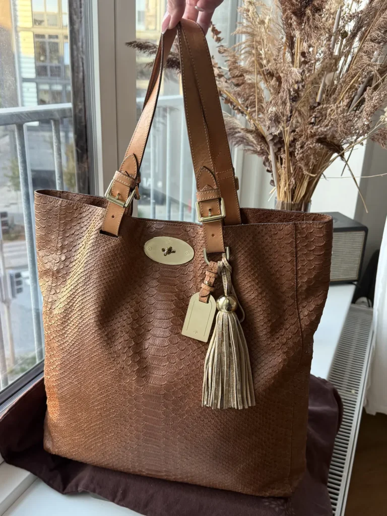 Mulberry Oversized Bayswater Tote i Oak Silky Snake Print-læder