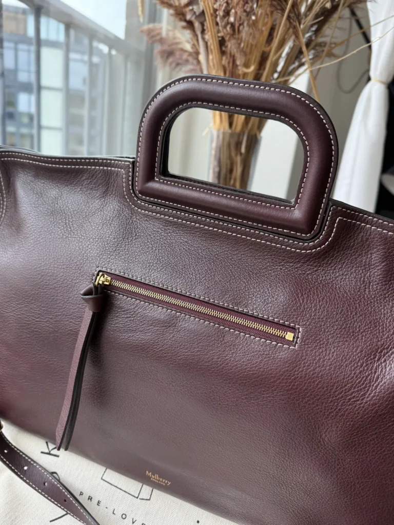 Mulberry Brimley Tote Top Handle & Skuldertaske i Burgundy læder