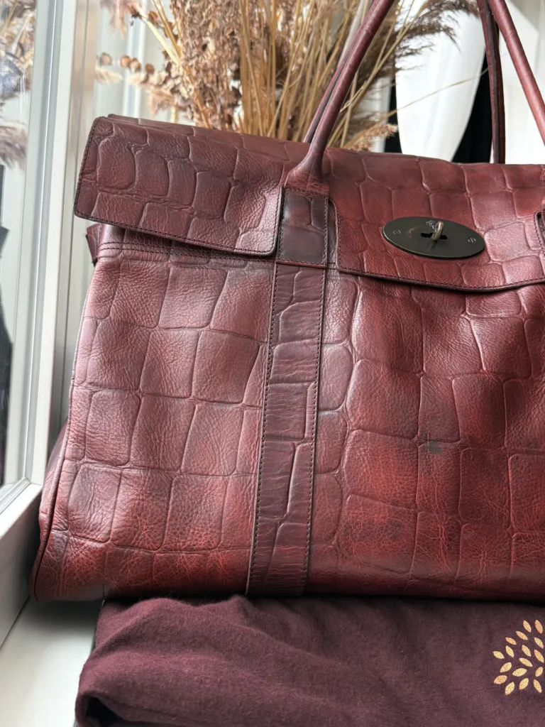 Mulberry Vintage Piccadilly Unisex Rejsetaske i Oak Croc-Embossed Leather