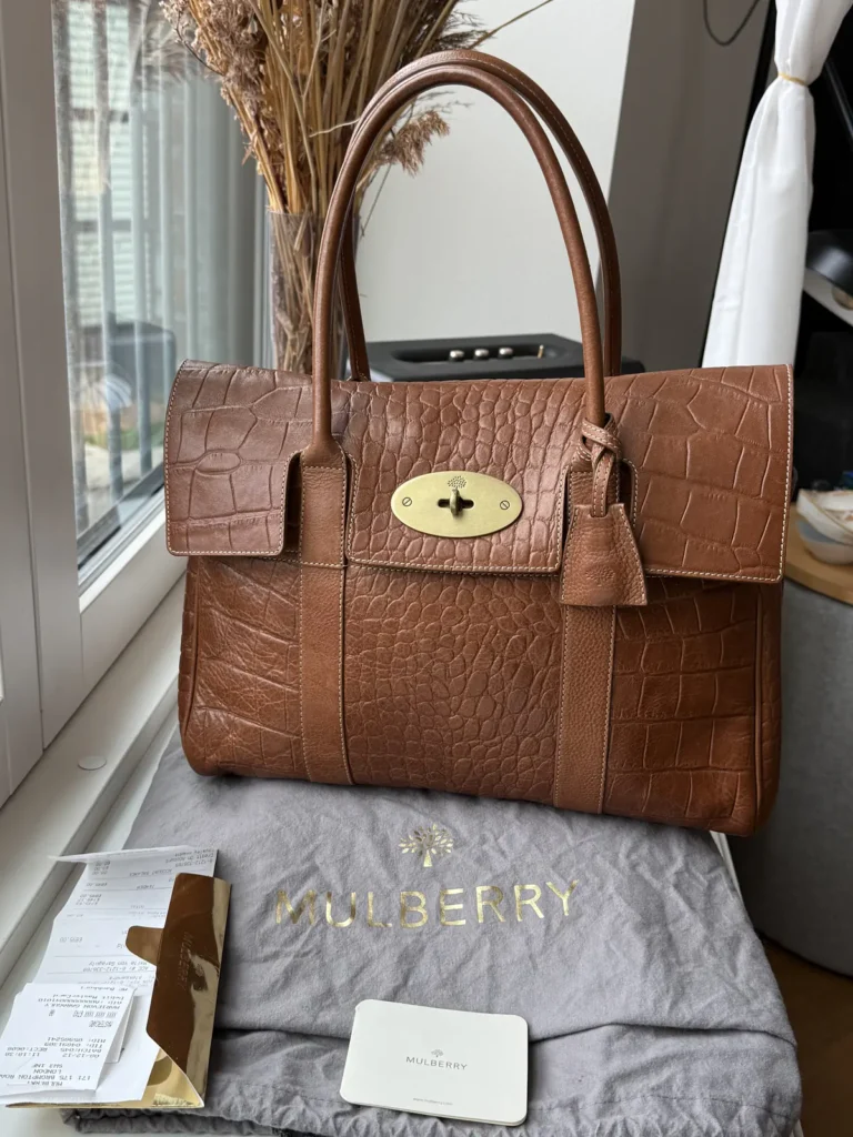 Mulberry Bayswater Skuldertaske i Oak Printed Vegetable Tanned Leather