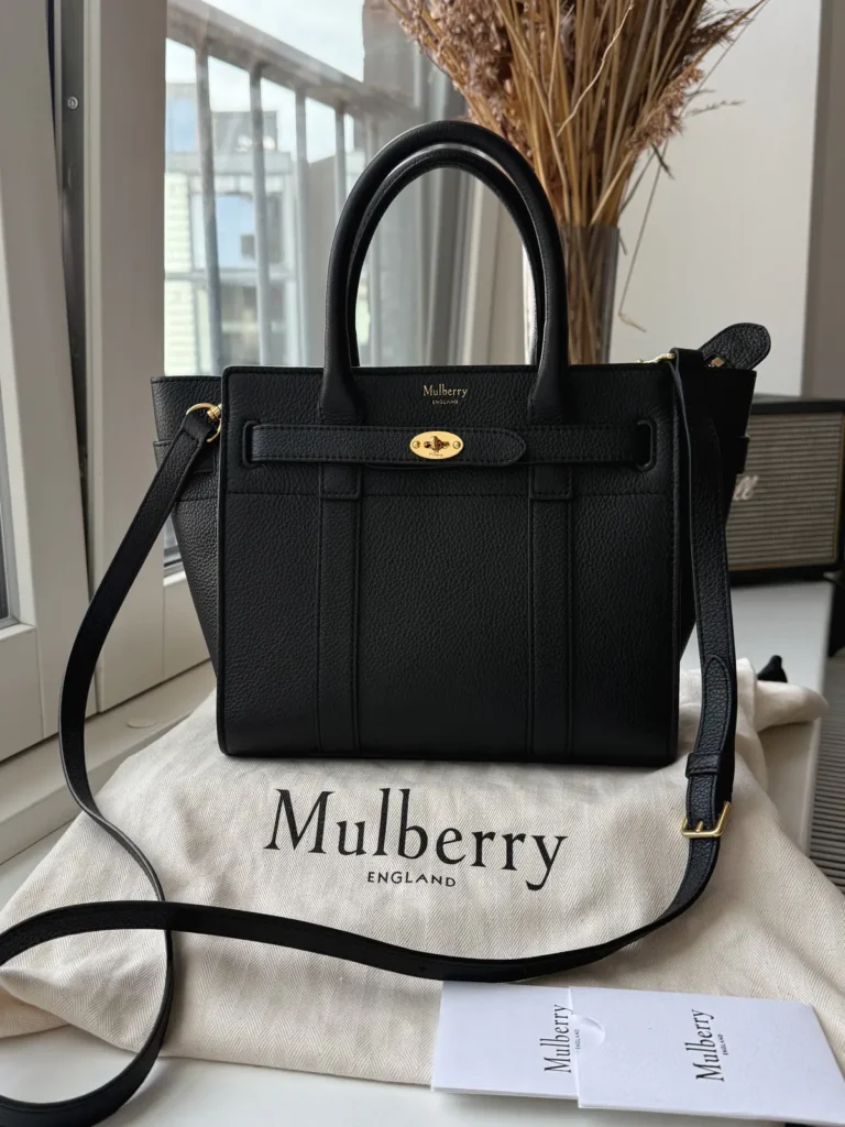 Mulberry Mini Zipped Bayswater Skuldertaske & Crossbody i sort Small Classic Grain Leather