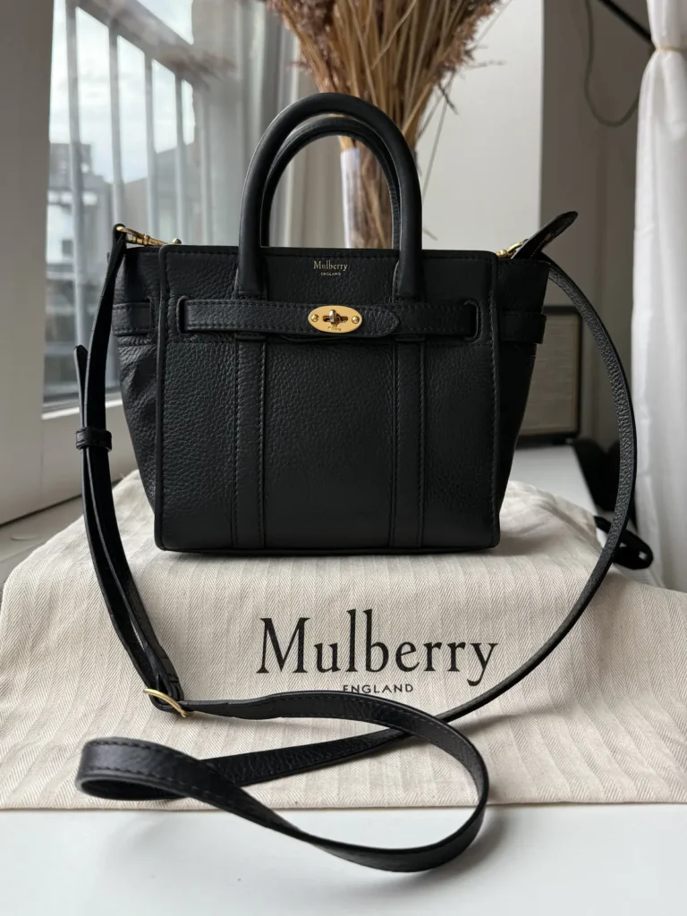 Mulberry Micro Zipped Bayswater Skuldertaske & Crossbody i Black Small Classic Grain Leather