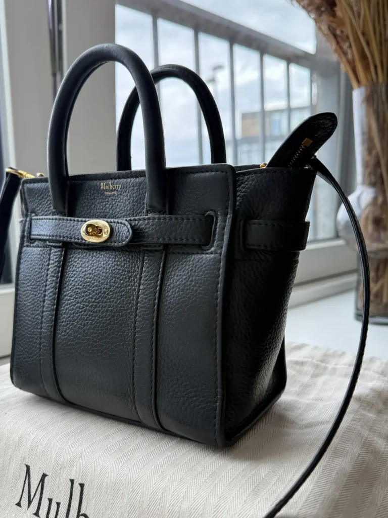 Mulberry Micro Zipped Bayswater Skuldertaske & Crossbody i Black Small Classic Grain Leather