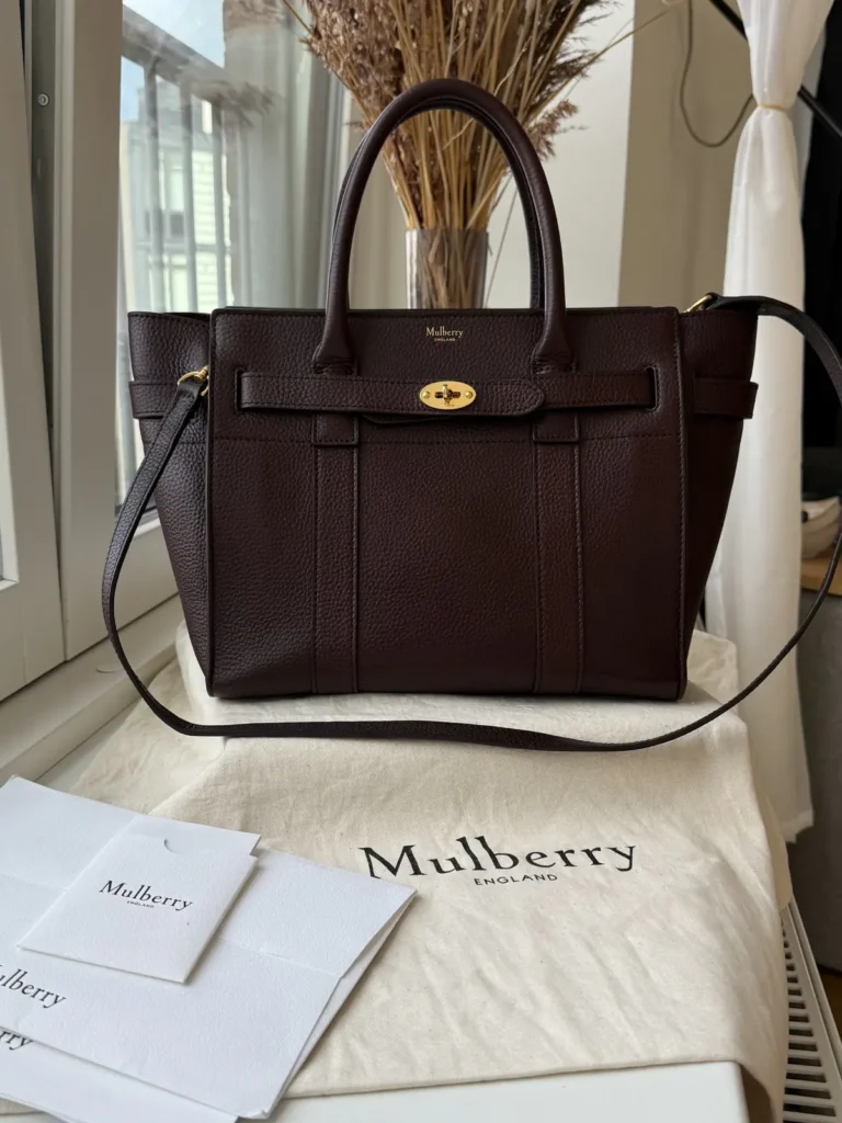 Mulberry Small Zipped Bayswater Skuldertaske & Crossbody i Oxblood Natural Grain Leather
