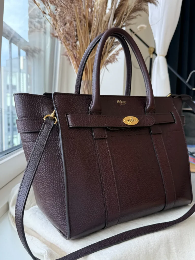 Mulberry Small Zipped Bayswater Skuldertaske & Crossbody i Oxblood Natural Grain Leather