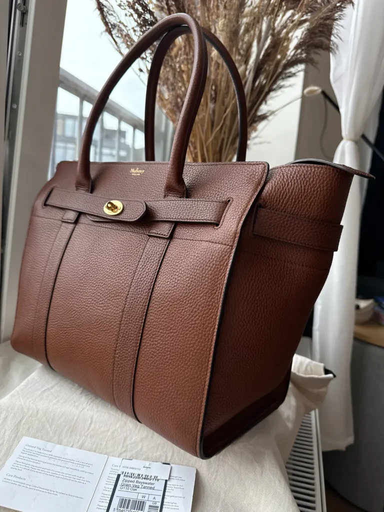 Mulberry Zipped Bayswater Skuldertaske i Oak Grain Vegetable Tanned Leather